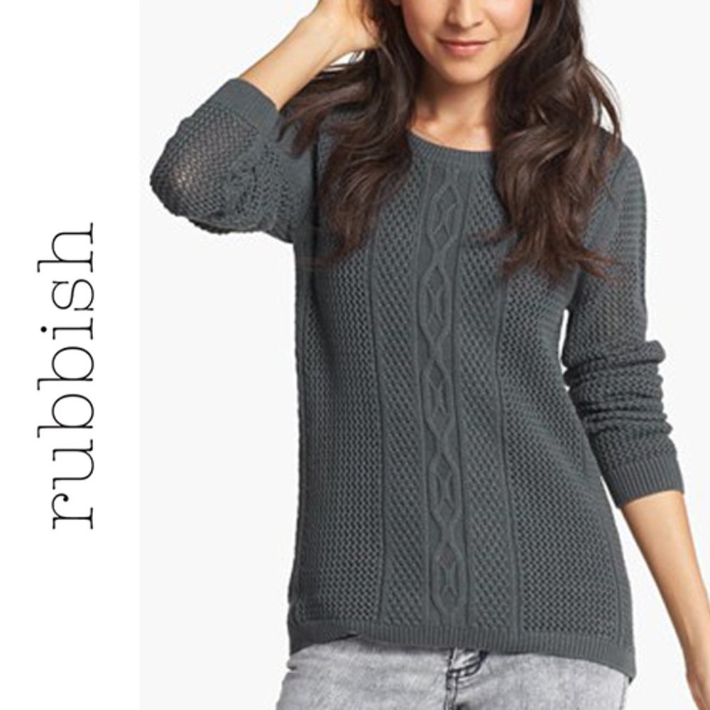 Nordstrom BP Rubbish Gray Cable Knit Tunic Sweater